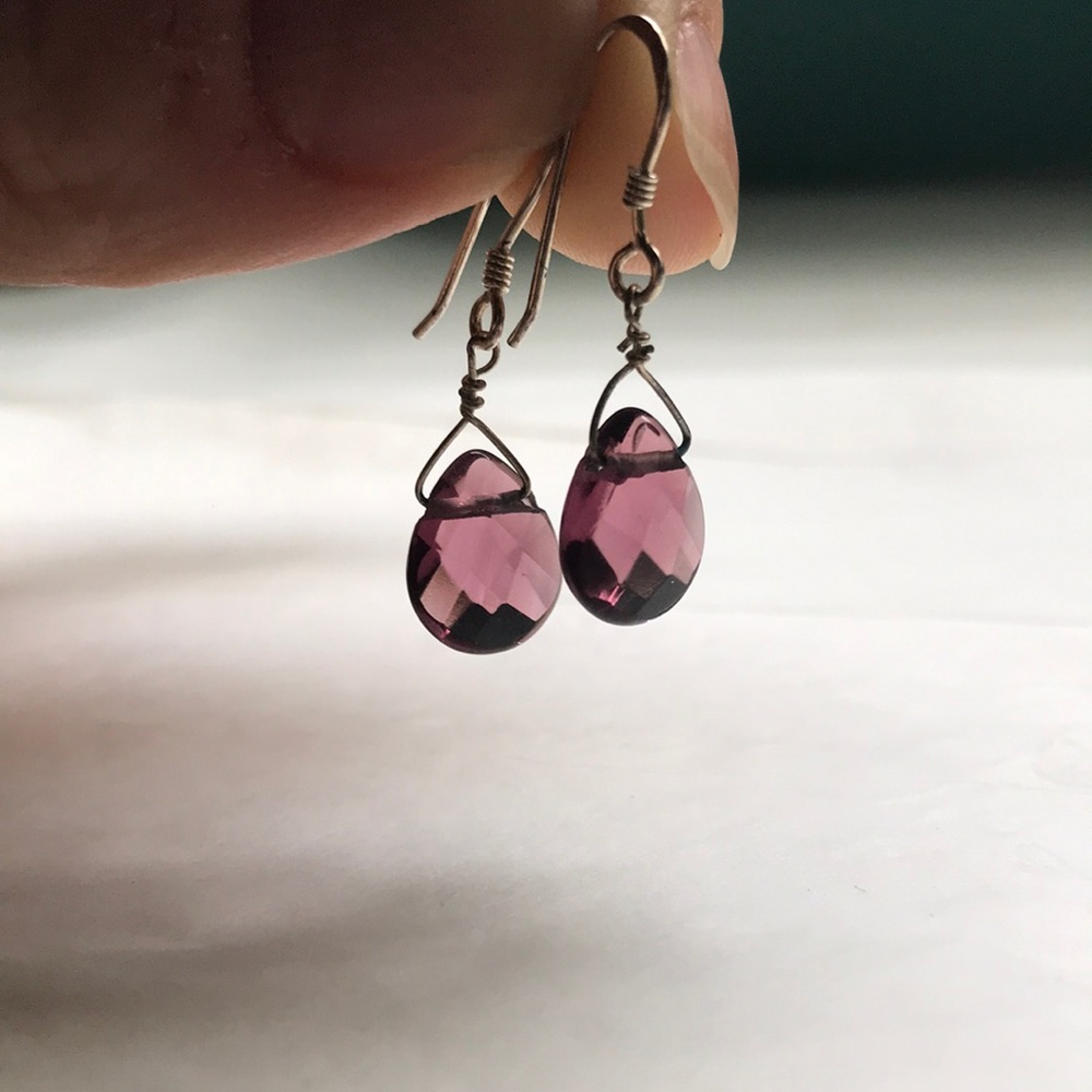 Sterling silver amethyst dangle drop earrings